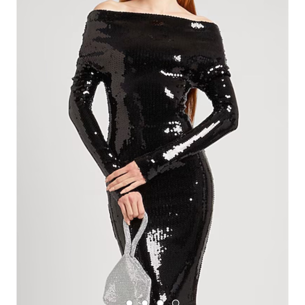 Elegant Black Sequin Off-Shoulder Dress Alexandre Vauthier - Picture 3 of 3